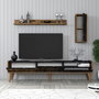 Hanah Home Unidad de TV Valensiya Nogal, Negro y Mármol